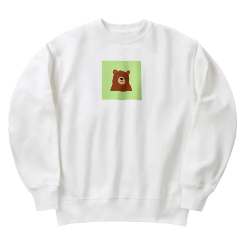 困ったクマ(グリーン) Heavyweight Crew Neck Sweatshirt