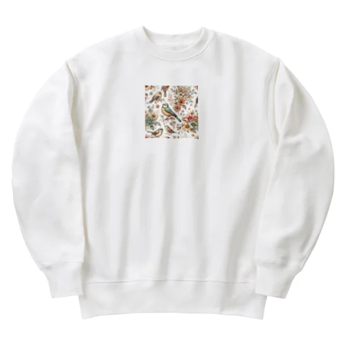 鳥と花 Heavyweight Crew Neck Sweatshirt