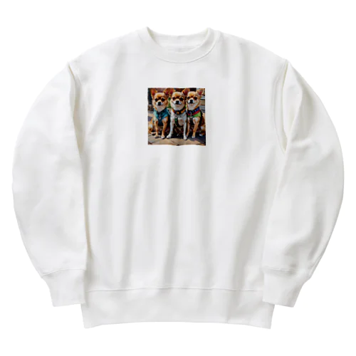 かわいさ満点おさんぽチワワ兄弟 Heavyweight Crew Neck Sweatshirt