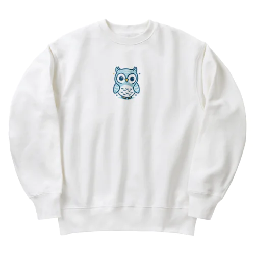 可愛いフクロウのキャラクターグッズです Heavyweight Crew Neck Sweatshirt