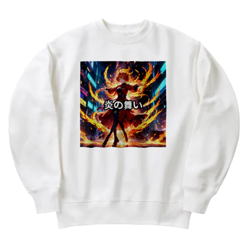 炎をまとった少女のイラスト Heavyweight Crew Neck Sweatshirt