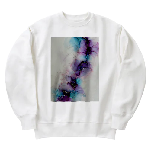 Ink-Art 大理石風　紫 Heavyweight Crew Neck Sweatshirt