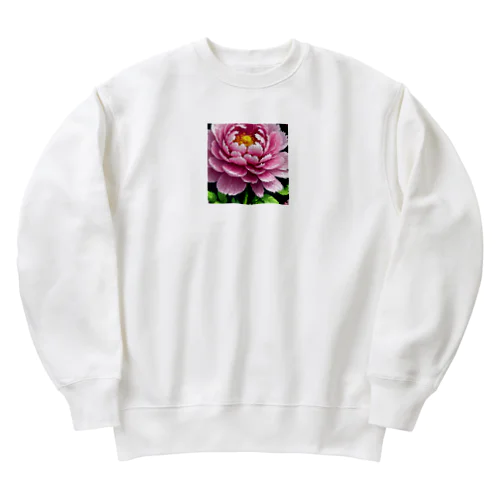 ピクセルアートの5月_芍薬 Heavyweight Crew Neck Sweatshirt