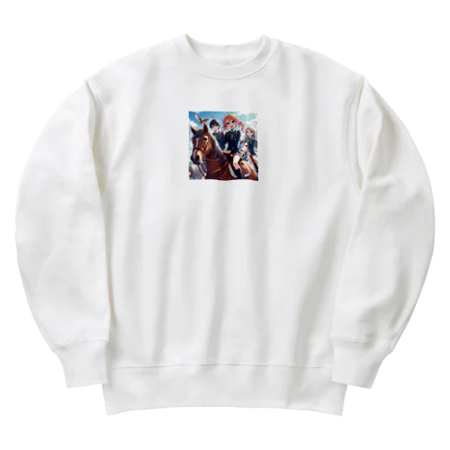 馬で通学する仲間たち Heavyweight Crew Neck Sweatshirt