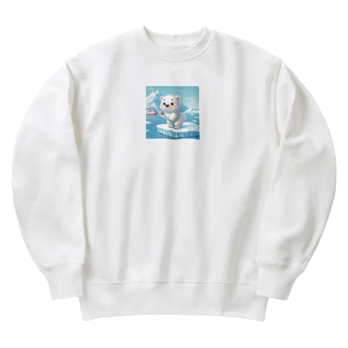 キュートなシロクマのキャラクター Heavyweight Crew Neck Sweatshirt