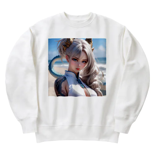 ドラゴン娘 白髪和服美女シリーズ 0004 Heavyweight Crew Neck Sweatshirt