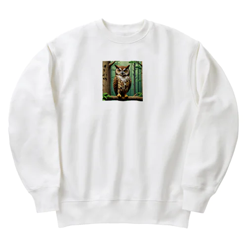 魅力溢れる幸福のフクロウ Heavyweight Crew Neck Sweatshirt