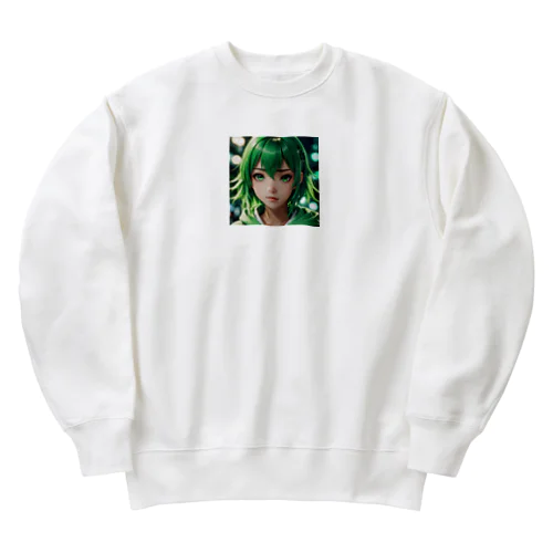 可愛らしいアニメキャラクターが描かれた美少女イラスト Heavyweight Crew Neck Sweatshirt