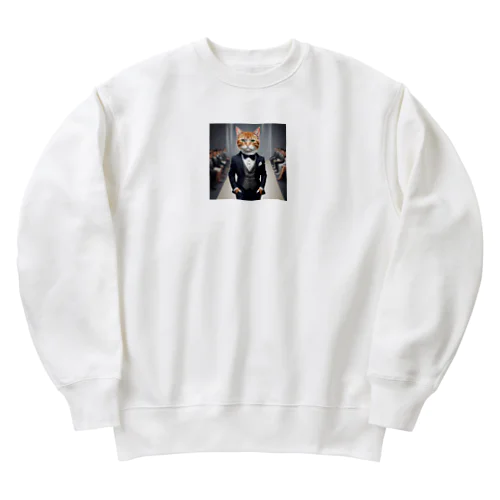 ランウェイを歩くモデル猫 Heavyweight Crew Neck Sweatshirt