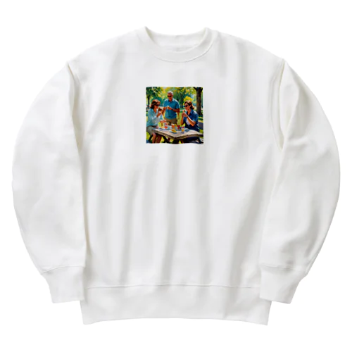 アイスクリームを楽しむ家族 Heavyweight Crew Neck Sweatshirt