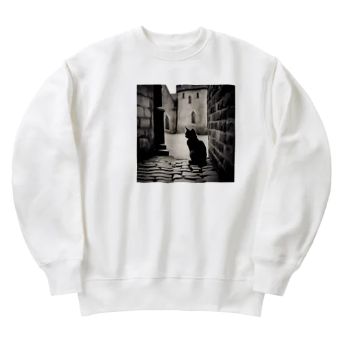 たたずむ黒猫 Heavyweight Crew Neck Sweatshirt