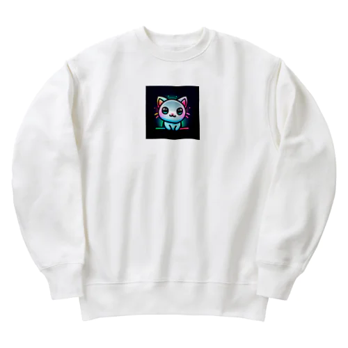 ネオン系の可愛い猫 Heavyweight Crew Neck Sweatshirt