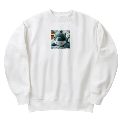 可愛いサメのぬいぐるみ Heavyweight Crew Neck Sweatshirt