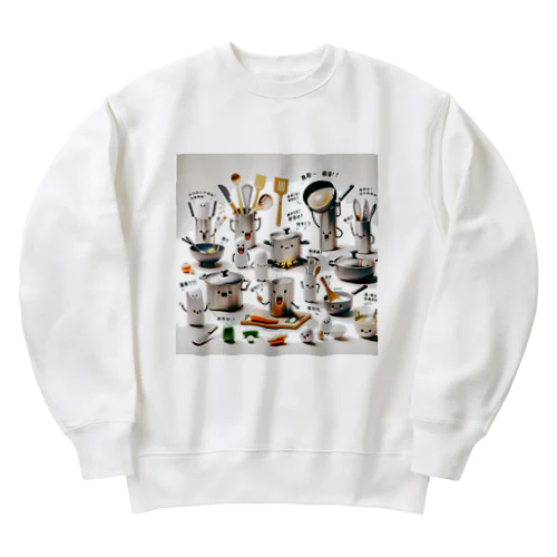 感情豊かなキッチン用品たちの楽しい会話 Heavyweight Crew Neck Sweatshirt