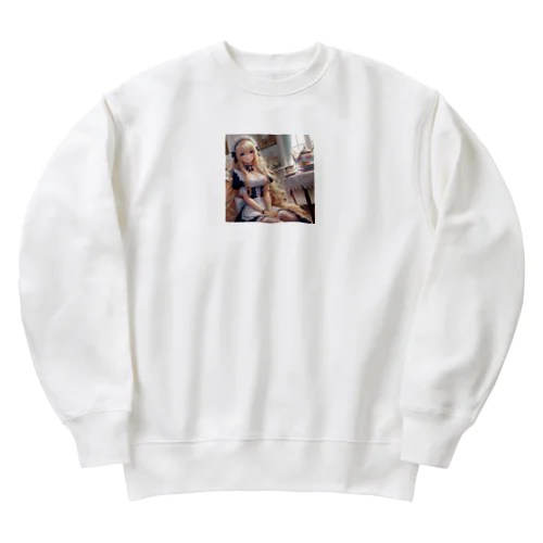 メイドさん　3Dアニメーション　美少女　漫画　アニメ Heavyweight Crew Neck Sweatshirt