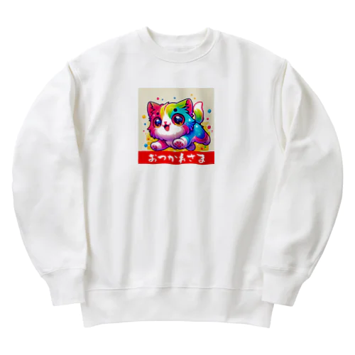 かわいいカラフルな猫のキャラクターグッズ Heavyweight Crew Neck Sweatshirt