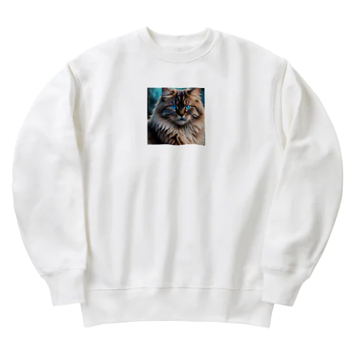 青き目のメインクーン Heavyweight Crew Neck Sweatshirt