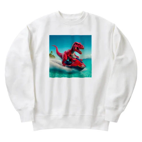 ジェットスキーを楽しむ赤ティラノ Heavyweight Crew Neck Sweatshirt