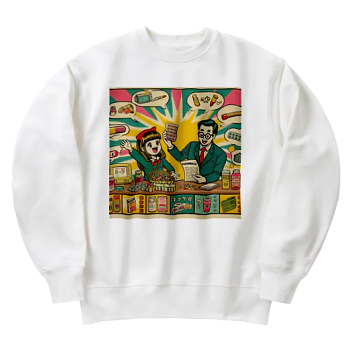 処方について学ぶ秋子ちゃん Heavyweight Crew Neck Sweatshirt