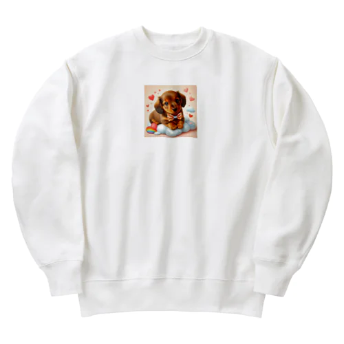 ラブリーミニチュアダックスフンド Heavyweight Crew Neck Sweatshirt