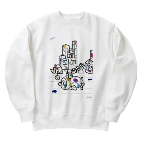 ボロい潜水艦や港 Heavyweight Crew Neck Sweatshirt