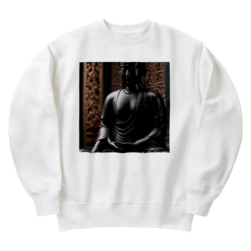 深みのある漆黒の色合いが美しく輝く厳かな仏像。 Heavyweight Crew Neck Sweatshirt