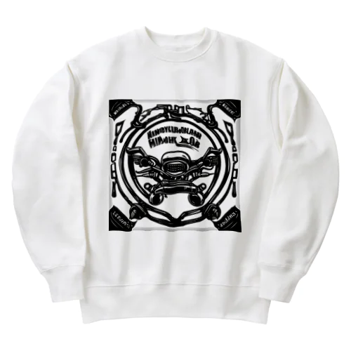 ビンテージオートバイハンドルとメーターパネルのアートワーク Heavyweight Crew Neck Sweatshirt