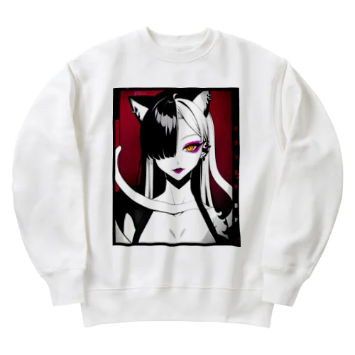 白蛇と獣耳の女性 Heavyweight Crew Neck Sweatshirt