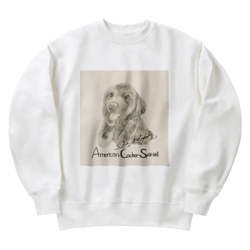American Cacher Spaniel | アメリカンコッカースパニエル もふもふ犬シリーズシリーズ　ROYくん Heavyweight Crew Neck Sweatshirt