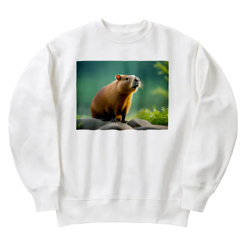 可愛いカピバラ Heavyweight Crew Neck Sweatshirt