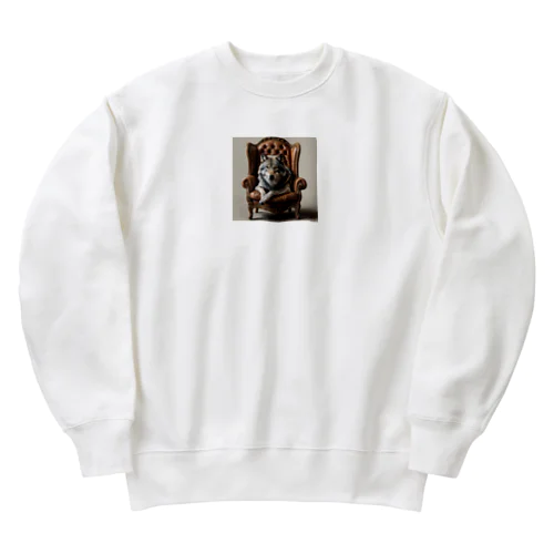 貫禄のあるオオカミ様 Heavyweight Crew Neck Sweatshirt