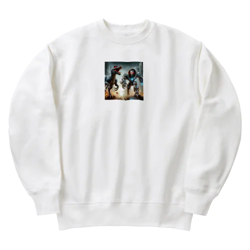 ラプトルvsロボットライオン Heavyweight Crew Neck Sweatshirt