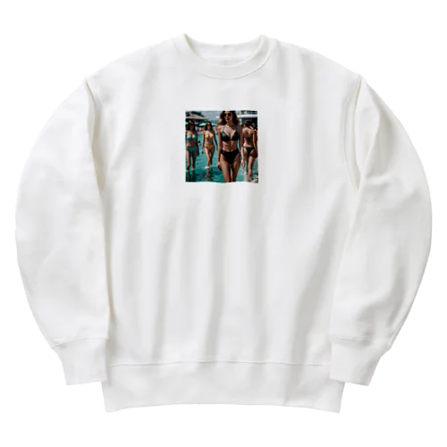 水着の美女 Heavyweight Crew Neck Sweatshirt