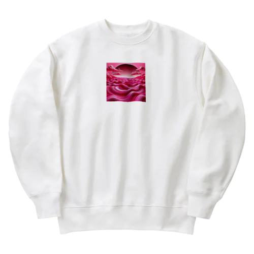 ホットピンクの海 Heavyweight Crew Neck Sweatshirt