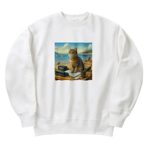 海辺の仕事猫 Heavyweight Crew Neck Sweatshirt