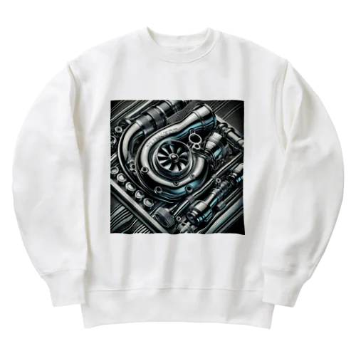 チューニングパッション：精密な自動車パーツのアート Heavyweight Crew Neck Sweatshirt