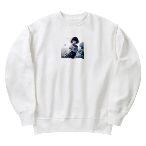 紫陽花と女子高生 Heavyweight Crew Neck Sweatshirt