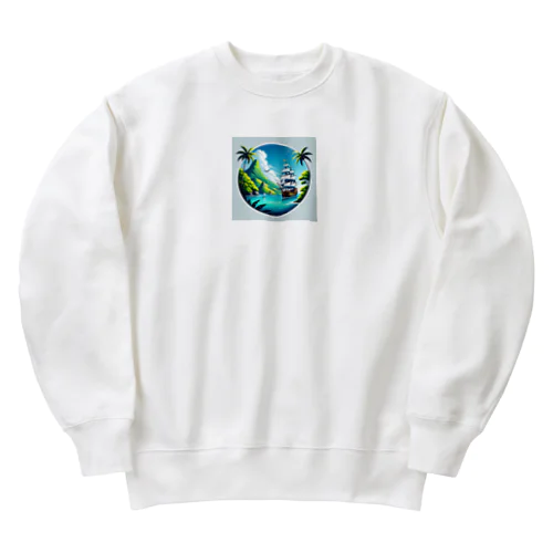 カリブ海と船 Heavyweight Crew Neck Sweatshirt