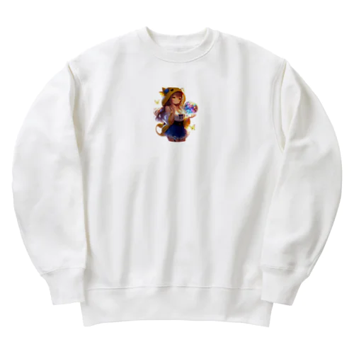 虹色に光る水玉 Heavyweight Crew Neck Sweatshirt