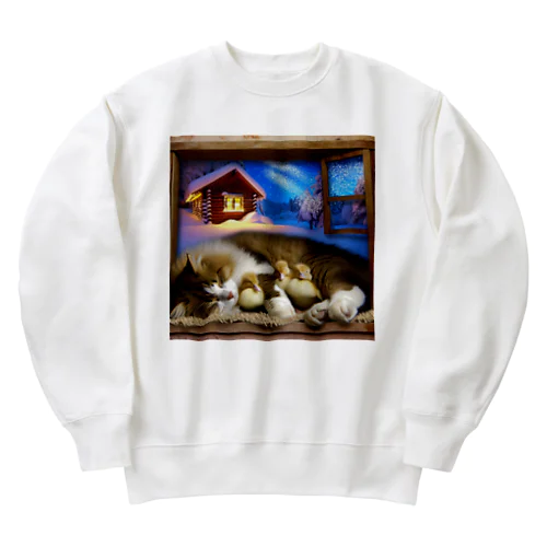 猫とアヒルの子の愛 Heavyweight Crew Neck Sweatshirt