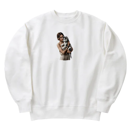 かわいさ満点！子犬のハスキー！ Heavyweight Crew Neck Sweatshirt