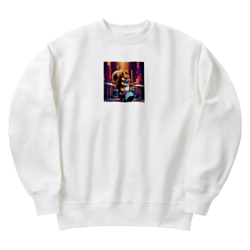 ドラムを叩くシマリス Heavyweight Crew Neck Sweatshirt