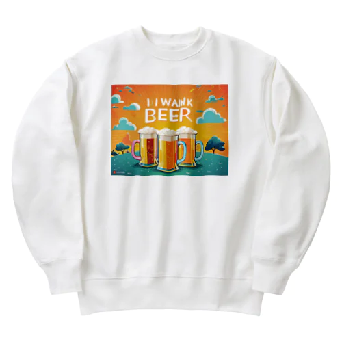 夏到来ビールグッズ！Beerで皆で盛り上がろう！ Heavyweight Crew Neck Sweatshirt