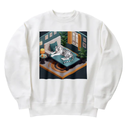 ホワイトタイガーのリラックスタイム Heavyweight Crew Neck Sweatshirt