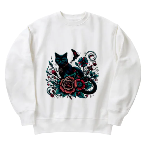 猫×蝶 Heavyweight Crew Neck Sweatshirt