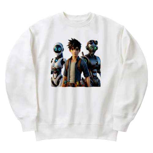 未来都市のロボットたち Heavyweight Crew Neck Sweatshirt