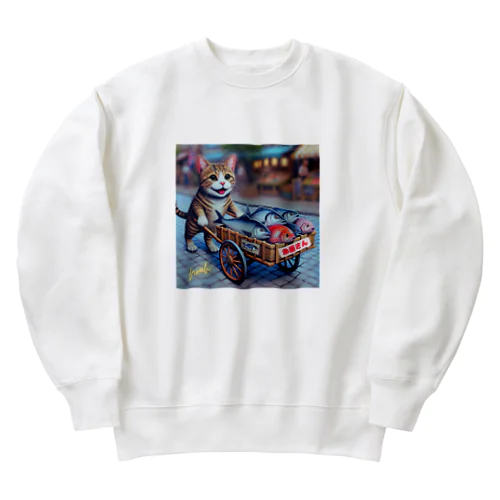 猫の魚屋さん Heavyweight Crew Neck Sweatshirt