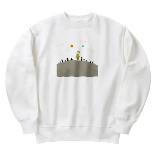 広い宇宙と男の子 Heavyweight Crew Neck Sweatshirt