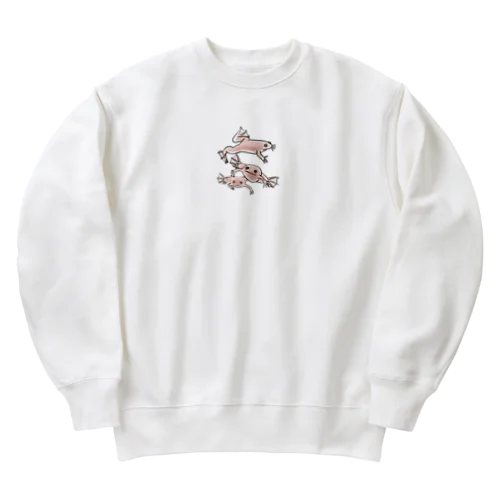 連なるアフリカツメガエル(アルビノ) Heavyweight Crew Neck Sweatshirt