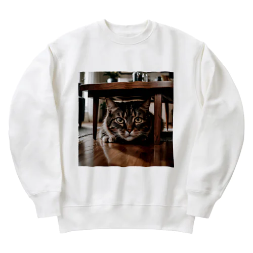 隠れる猫 Heavyweight Crew Neck Sweatshirt